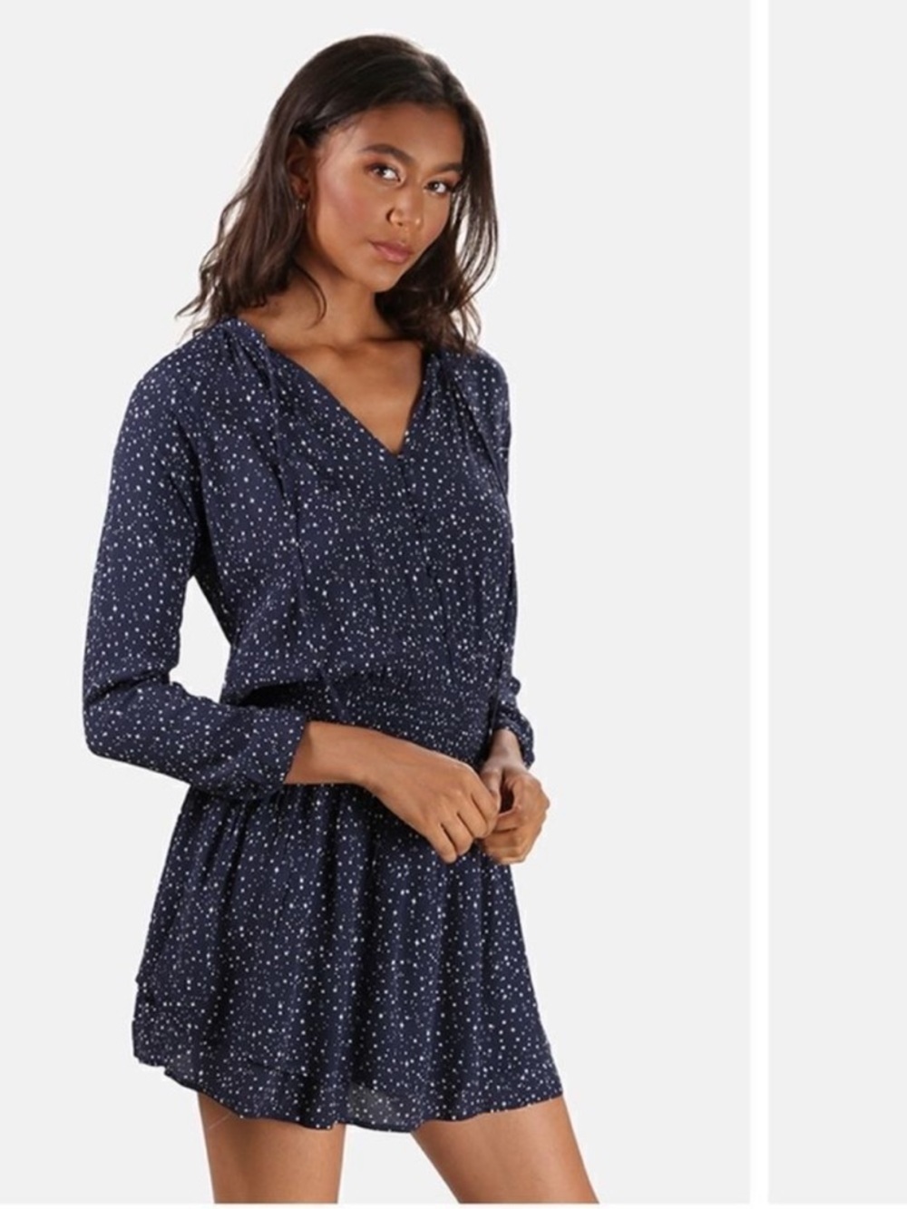 Rails Jasmine Navy nova ruffle dress blue white small